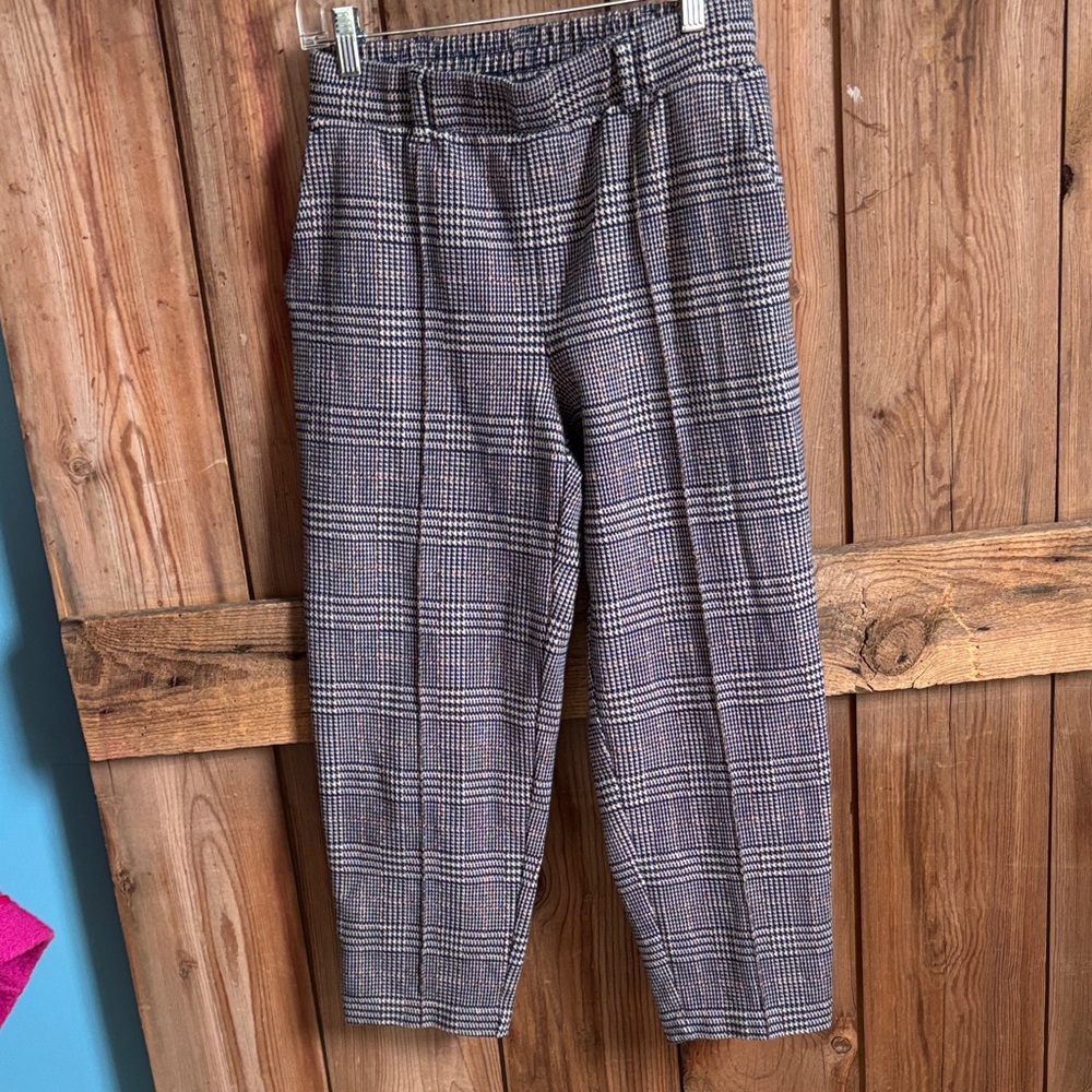 Lands' End Classic Plaid Cotton Elastic Waist Pants